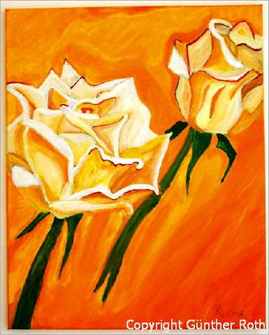 Acrylgemaelde Rosen Orange Acryl