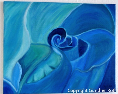 Ölgemälde Blue Rose, öbild Florales Motiv
